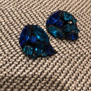 Blue and Turquoise Cocktail Clip-on Earrings